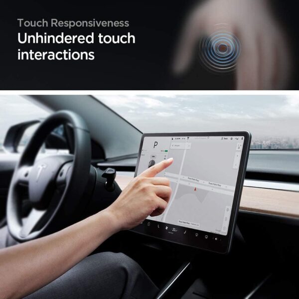 Spigen Tempered Glass Screen Protector [GlasTR EZ FIT] Designed for Tesla Model 3 / Tesla Model Y - Image 4
